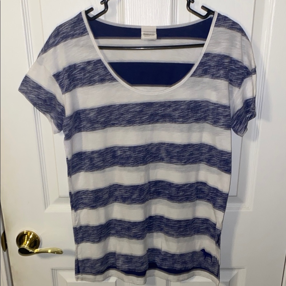 PINK Victoria's Secret White and Blue Striped Short Sleeve Tee Size Medium